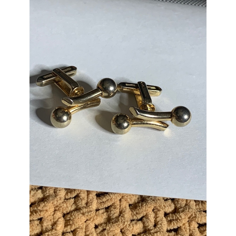 Gold Tone Ball‎ Cufflinks Classic Vintage Style Dress Shirt Accessories